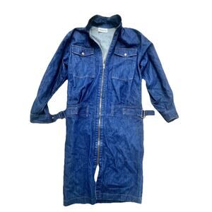 Marvin Singer Depeche Mode Denim Jumpsuit Coverall Women Medium Zip Belted